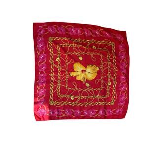 Aloha Hawaii Red Hibiscus Floral Scarf Square Tropical Headwrap Babushka